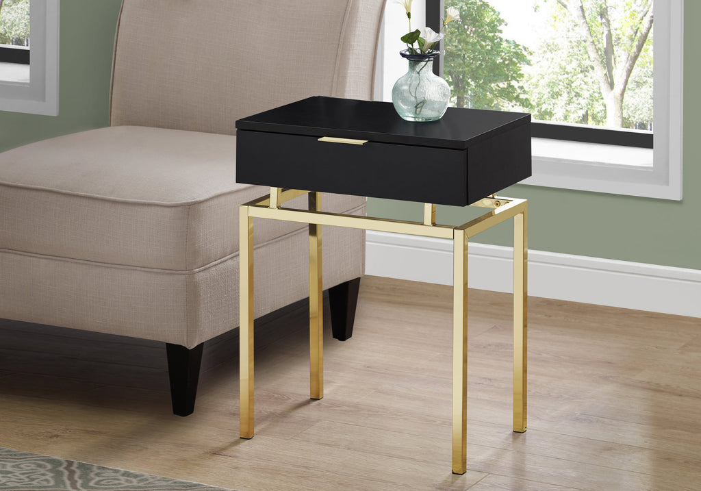 23.25" Cappuccino Particle Board and Chrome Metal Accent Table