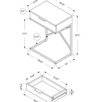 23.5" Particle Board and Chrome Metal Accent Table