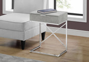 23.5" Grey Cement Particle Board and Chrome Metal Accent Table