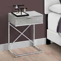 23.5" Grey Cement Particle Board and Chrome Metal Accent Table