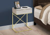 23.5" Beige Marble Particle Board and Gold Metal Accent Table