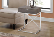 ACCENT TABLE - 24"H - DARK TAUPE - CHROME METAL