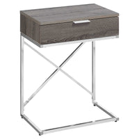 ACCENT TABLE - 24"H - DARK TAUPE - CHROME METAL