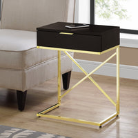 ACCENT TABLE - 24"H - CAPPUCCINO - GOLD METAL