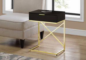 ACCENT TABLE - 24"H - CAPPUCCINO - GOLD METAL