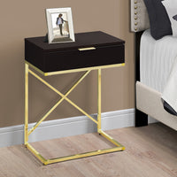 ACCENT TABLE - 24"H - CAPPUCCINO - GOLD METAL