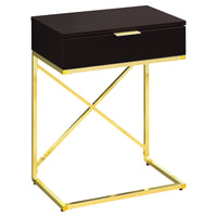 ACCENT TABLE - 24"H - CAPPUCCINO - GOLD METAL