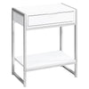 ACCENT TABLE - 24"H - GLOSSY WHITE - CHROME METAL