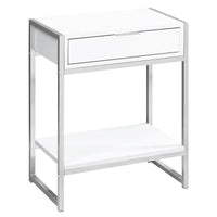 ACCENT TABLE - 24"H - GLOSSY WHITE - CHROME METAL