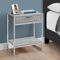 24" Grey Cement Particle Board and MDF, and Chrome Metal Accent Table