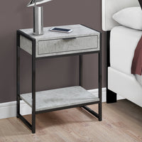 24" Grey Cement Particle Board and MDF, and Black Nickel Metal Accent Table