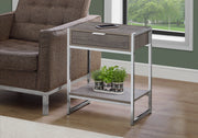 24" Dark Taupe Particle Board and MDF, and Chrome Metal Accent Table