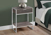 24" Dark Taupe Particle Board and MDF, and Chrome Metal Accent Table