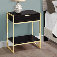 24" Cappuccino Particle Board and MDF, and Gold Metal Accent Table