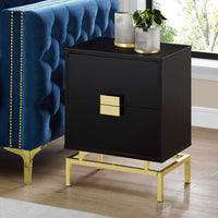 23.5" Cappuccino Particle Board and Gold Metal Accent Table