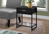 22.25" Black MDF, Black Metal, and Tempered Glass Accent Table