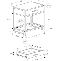 22.25" Black MDF, Black Metal, and Tempered Glass Accent Table