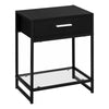 22.25" Black MDF, Black Metal, and Tempered Glass Accent Table