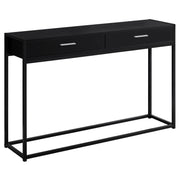 12" X 48" X 32" Black Laminated Finish And Black Metal Accent Table