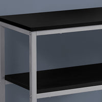 32" Black MDF and Silver Metal Accent Table