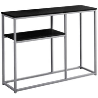32" Black MDF and Silver Metal Accent Table