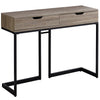 32" Dark Taupe MDF and Black Metal Accent Table