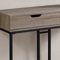 32" Dark Taupe MDF and Black Metal Accent Table