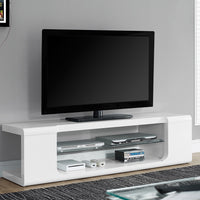 15.75" MDF, Hollow Core, and Clear Tempered Glass TV Stand