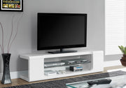 15.75" MDF, Hollow Core, and Clear Tempered Glass TV Stand