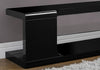 15.75" High Glossy Black MDF, Hollow Core, and Clear Tempered Glass TV Stand