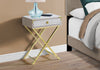 24" Beige Marble Particle Board and MDF, and Gold Metal Accent Table