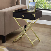 24" Cappuccino Particle Board and MDF, and Gold Metal Accent Table