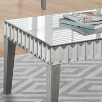 18" Brushed Silver MDF Coffee Table with a Mirror Top