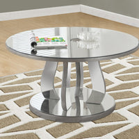 18" Brushed Silver MDF Coffee Table with a Mirror Top