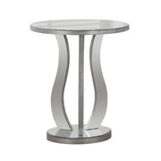 24" Silver Mirrored Round End Table