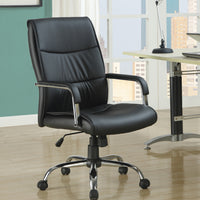 41.5" Black Leather Look, Foam, and Metal Office Chair