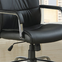 41.5" Black Leather Look, Foam, and Metal Office Chair