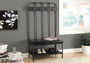 60.5" Leather Look, Grey Metal, and Foam, Hall Entry Bench