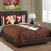 45.75" Dark Brown Solid Wood, MDF, and Foam Full Size Bed with a Leather Look