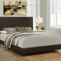 45.75" Solid Wood, MDF, and Foam Queen Size Bed with Leather Look