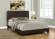 45.75" Solid Wood, MDF, and Foam Queen Size Bed with Leather Look