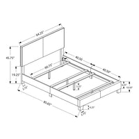 45.75" Solid Wood, MDF, and Foam Queen Size Bed with Leather Look