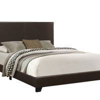 45.75" Solid Wood, MDF, and Foam Queen Size Bed with Leather Look