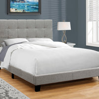 45.75" Solid Wood, MDF, Foam, and Linen Full Size Bed