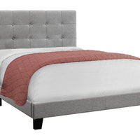 45.75" Solid Wood, MDF, Foam, and Linen Queen Size Bed