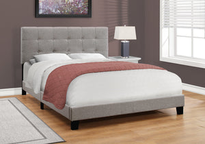 45.75" Solid Wood, MDF, Foam, and Linen Queen Size Bed