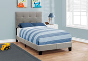 45.75" Solid Wood, MDF, Foam, and Linen Twin Size Bed