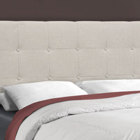 45.75" Beige and Black Solid Wood, MDF, Foam, and Linen Full Size Bed