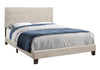 45.75" Beige Solid Wood, MDF, Foam, and Linen Queen Size Bed