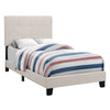 45.75" Beige Solid Wood, MDF, Foam, and Linen Twin Size Bed